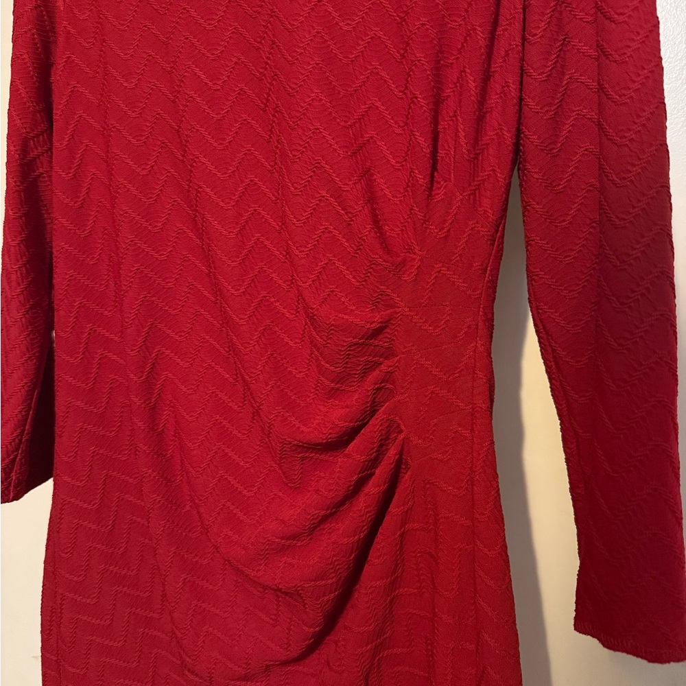 Chaps Red Long Sleeve Pleated Dress - image 2